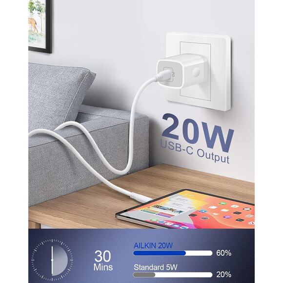 Ailkin USB-C PD 20W Power Adapter - White - Picture 8 of 9